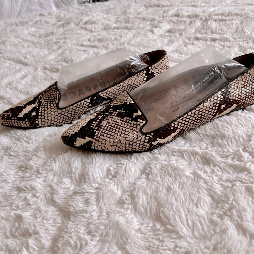 Brown and cream snake skin look flats size 10